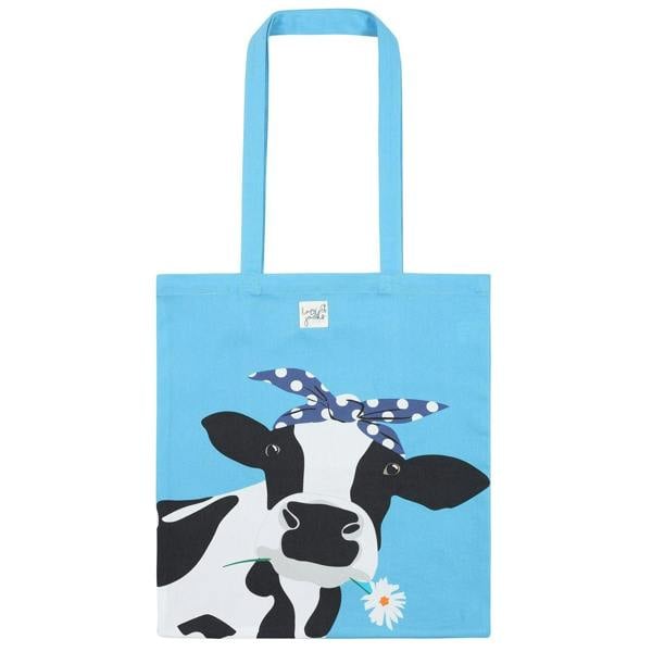 Lazy Jacks Cow Tote Bag - Sky / Black / White