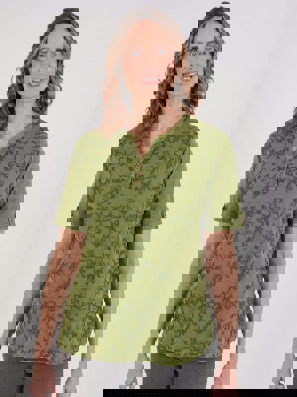 TIGI Embroidered Notch Neckline Top