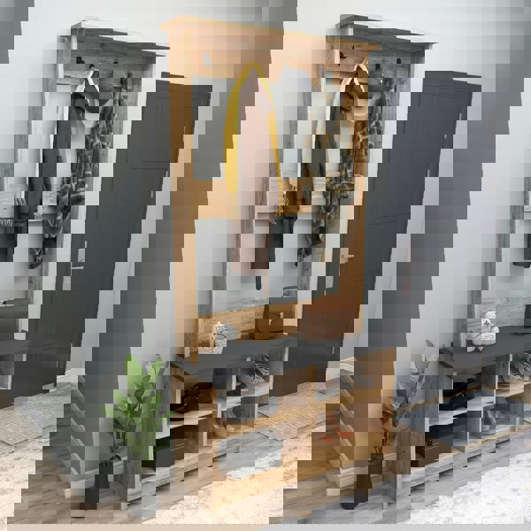 Destina Home Amelia Modern Hallways Coat Rack with 4 Shelves & Metal Hooks