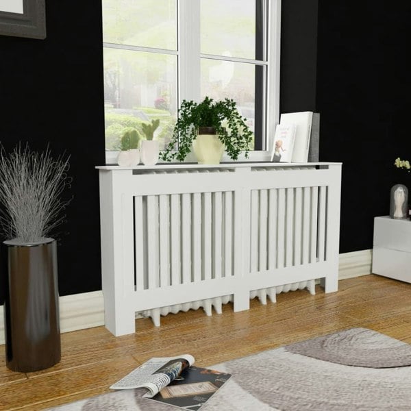 Berkfield White MDF Radiator Cover Heating Cabinet 152 cm