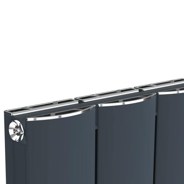 MYHOMEWARE 407mm x 1800mm Double Aluminium Panel Radiator in Anthracite Grey - Model Diva - Wall-mounted