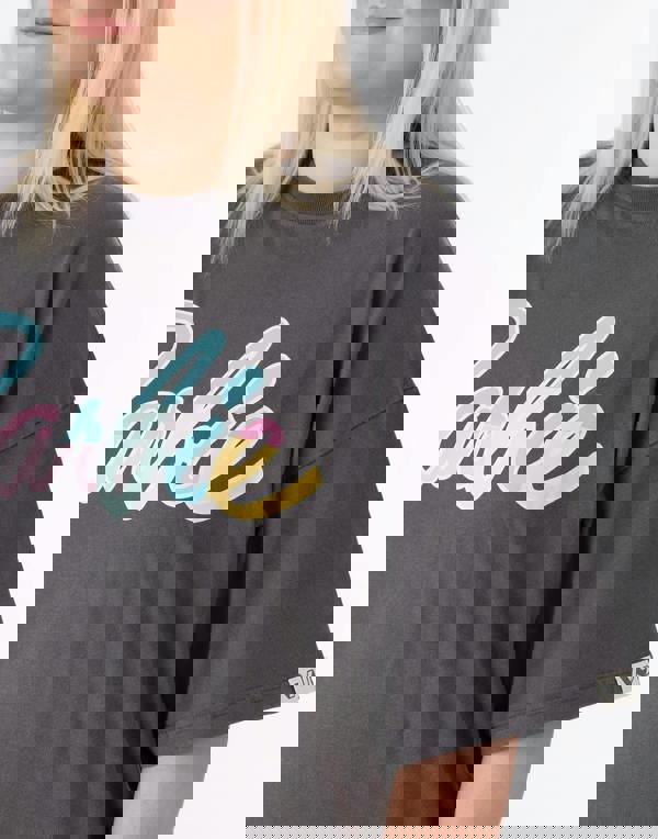 Barbie Womens Grey Pastel Print Logo Short Sleeve Skater Dress