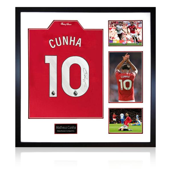 Matheus Cunha Signed Manchester United Shirt Elite Frame (ACG Cert)