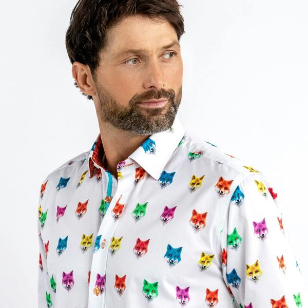 FOXES BEJEWELED PRINT SHIRT - Premium Men's Patterned Shirt by Claudio Lugli | Bold Design, Tailored Fit, Best Printed Shirts