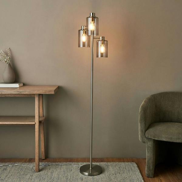 Pagazzi Lighting Kingsholm 3 Light Satin Nickel Floor Lamp