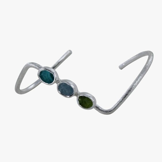 Reeves & Reeves Trio Rough Stone Cuff Bracelet in Sterling Silver