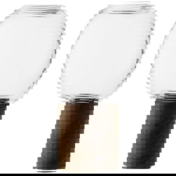 LSA Oblate Glass Vase Lantern 21.5cm with Walnut Base Clear