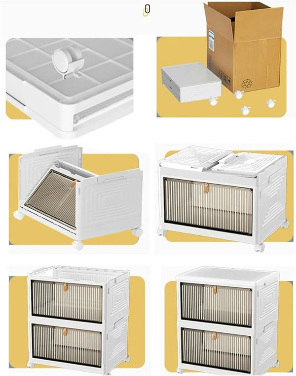 HYGRAD BUILT TO SURVIVE Foldable White Plastic Shoe Box 2/3/4/5/6 Tier Stackable Storage Cabinet-Rolling Storage Organizer Containers With Lid