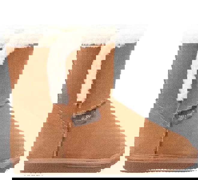 Hush Puppies Ashleigh Womens Real Suede Faux Fur Pull On Slipper Bootie