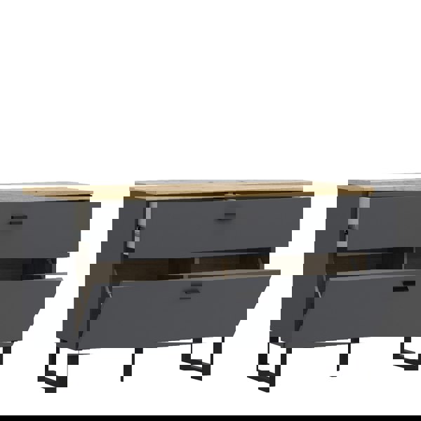 Furniture To Go Klara TV Unit with 1 Drawer 1 Flip Door in Grey and Oak