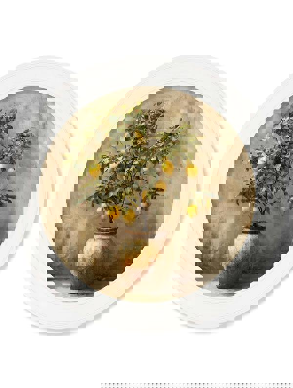 Exceptional Art Mediterranean Lemon Tree - Oxford Strong White round frame