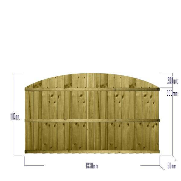 [amazon variation] dome top feather edge semi-braced fence panel [6ft x 1ft, 2ft, 3ft, 4ft] 9