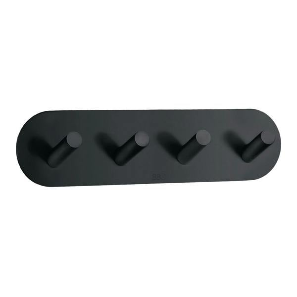 Black stainless steel quadruple towel hook