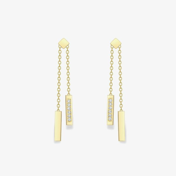 T. H. Baker 18ct Yellow Gold 0.04ct Diamond Set Barrell Drop Earrings 120225148820