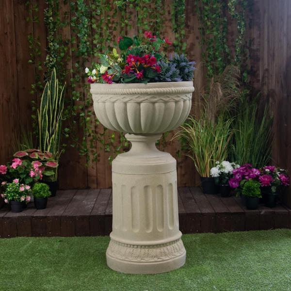Breathtaking Sandstone Royale Urn On Rounded Plinth