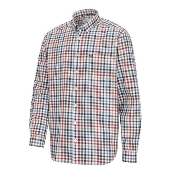 Hoggs of Fife Douglas Twill shirt front view small check brushed cotton country shirt