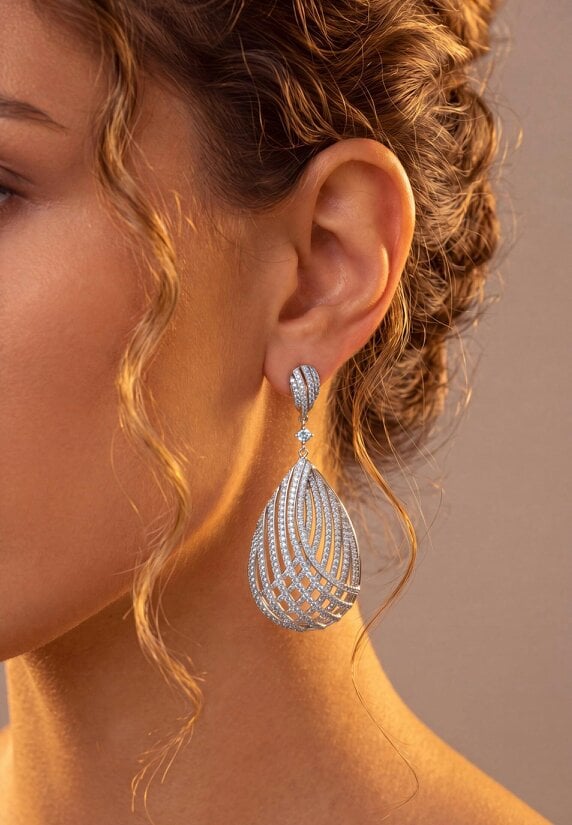 Latelita Vortex Teardrop Earrings Light Aquamarine Silver
