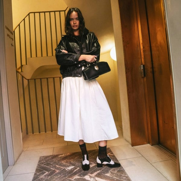 Embassy London Ziggy - Black & White - Women’s Patent Leather lace-up Brogue Heel