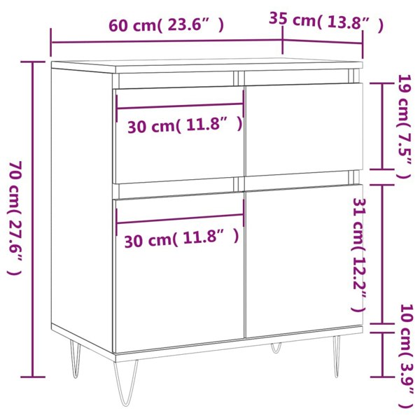 Berkfield Sideboard Sonoma Oak 60x35x70 cm Engineered Wood