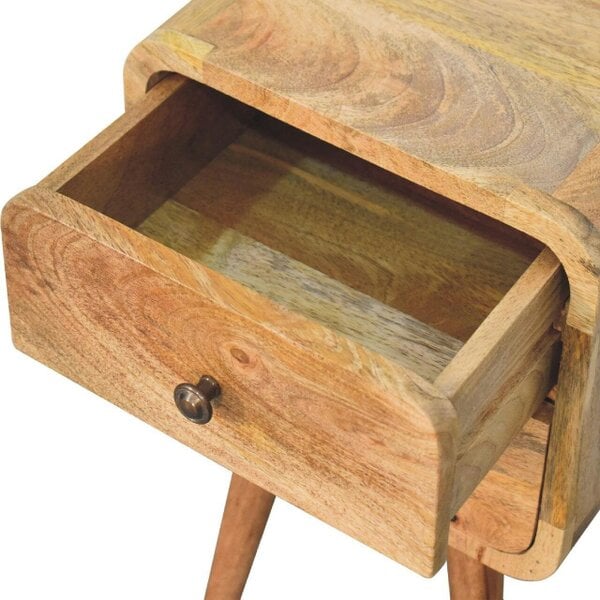 Wyld Haus Parma Mini Oak Mango Wood Curved Bedside 2 Drawers
