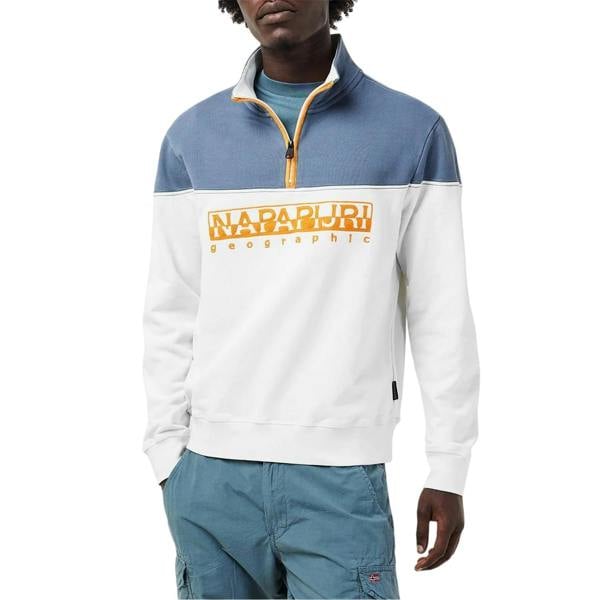 Napapijri Mens Saturnia Colour Block Sweatshirt - White - 