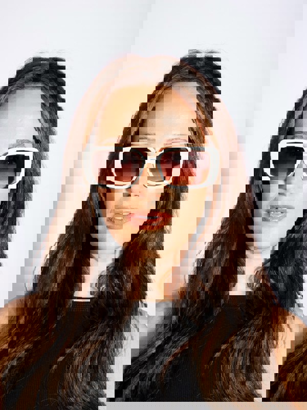 SVNX Oversized Rectangle Sunglasses in Beige