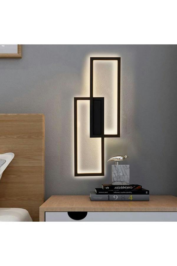 Living and Home Modern Industrial Double Rectangular Wall Light in Textured
