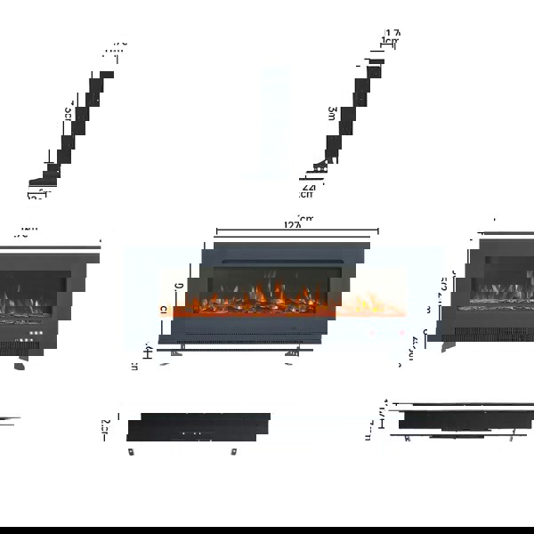 50/60 inch Electric Fireplaces 5000BTU Wall Mounted Heater Wall Mounted Fireplaces Living and Home