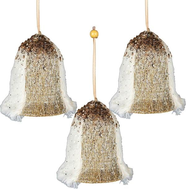 12cm Gold Bell Christmas Hanging Decoration for Trees, Wreaths and Garlands with Hanging Loop image 1