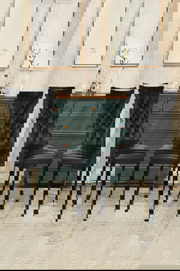 Living and Home 3-piece Set of Round Dining Table & 2 PU Leather Dining Chairs Coffee Table Set