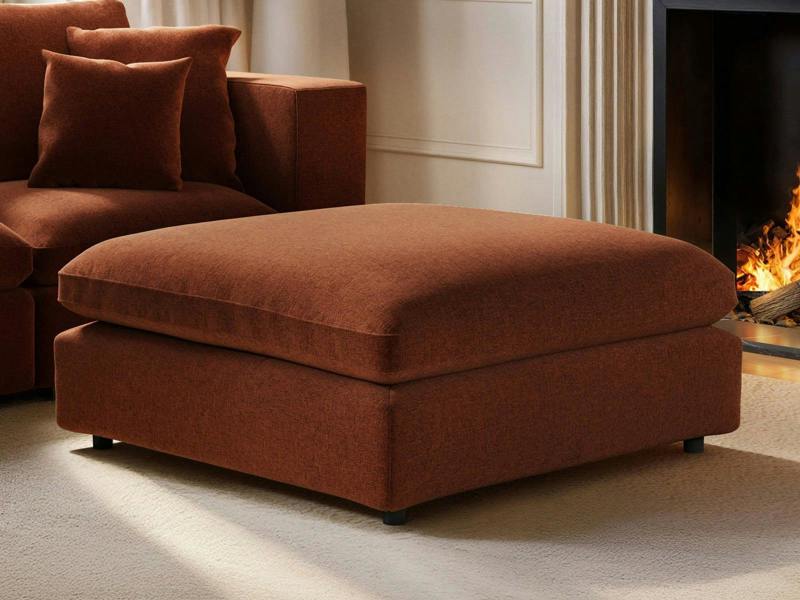 Asher Footstool Burnt Orange Chenille