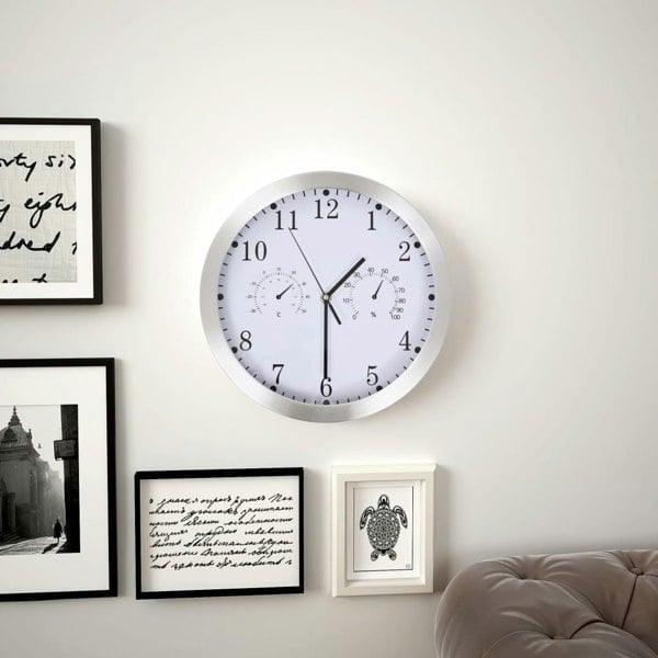 Berkfield Wall Clock with Quartz Movement Hygrometer Thermometer White