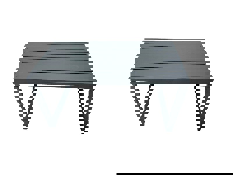 Fimous Outdoor Garden Furniture Set Aluminium Lounge 3 Seat Sofa Oblong Coffee Table Sets with Chair 4 Stools Side Table Dark Grey