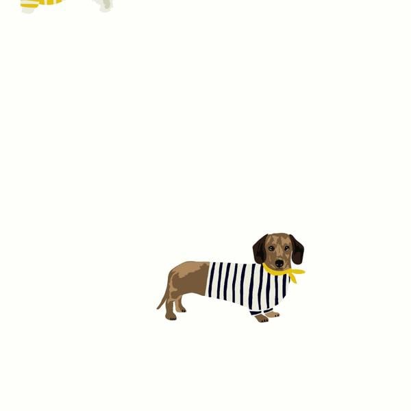 Joules Harbour Dogs Wallpaper - Creme - 10m