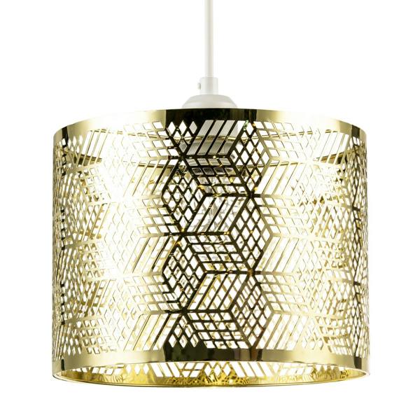 Modern Zig Zag Gold Pendant Shade with Cut Diamonds and Rectangles Image 1