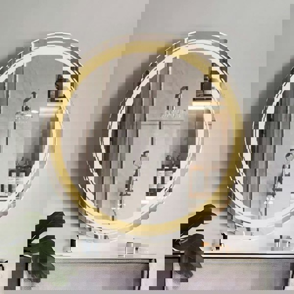 Rafaelo Mobilia LED Illuminated Dimmable Round Wall Mirror With Anti-Fog And Demister