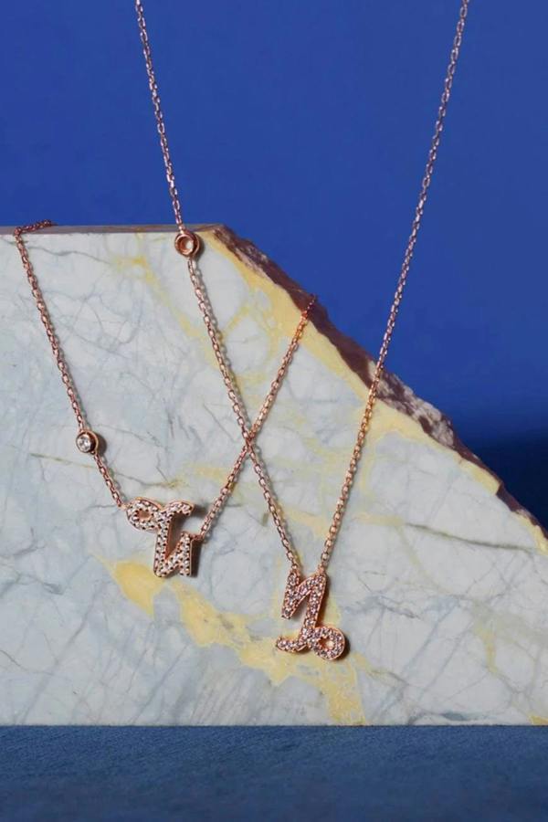 Zodiac Star Sign Pendant Necklace Rose Gold Capricorn - LATELITA Necklaces