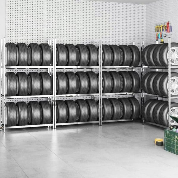 Berkfield 3-Layer Tire Racks 4 pcs Silver 110x40x200 cm Steel