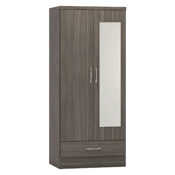 Seconique Nevada 2 Door 1 Drawer Mirrored Wardrobe