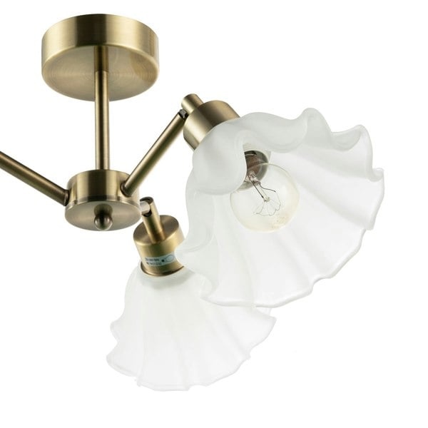 Traditional Ceiling Light Fitting with Frosted Scallop Glass Shades Image 5