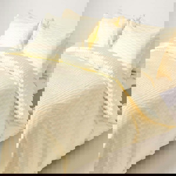 HOMESCAPES Silky 330 TC Egyptian Cotton Satin Stripe Flat Sheet