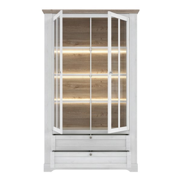 Furniture To Go Iloppa Display Cabinet in Snowy Oak/Oak Nelson