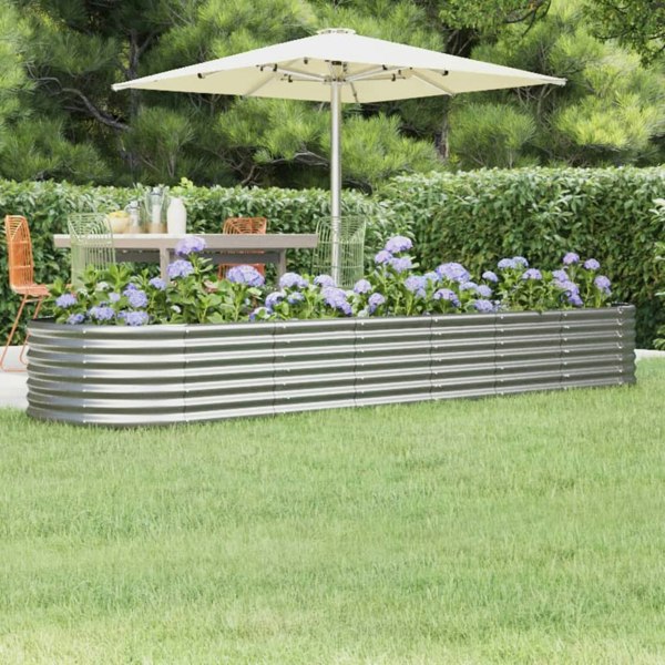 Berkfield Garden Raised Bed Powder-coated Steel 296x80x36 cm Silver