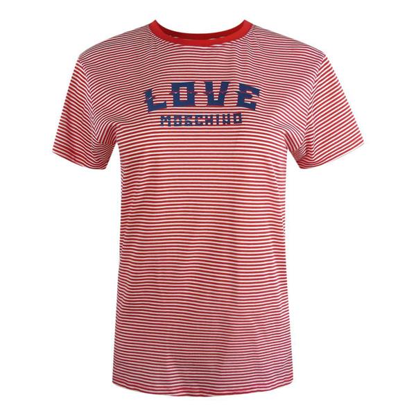 Moschino Love Moschino Navy Logo Red And White Stripped T-Shirt