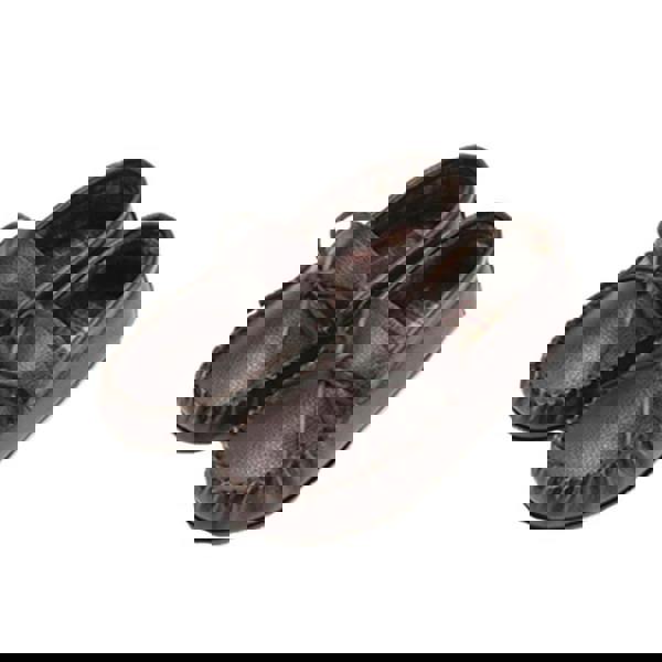 Eastern Counties Leather Unisex Fabric Lined Moccasins - Dark Brown