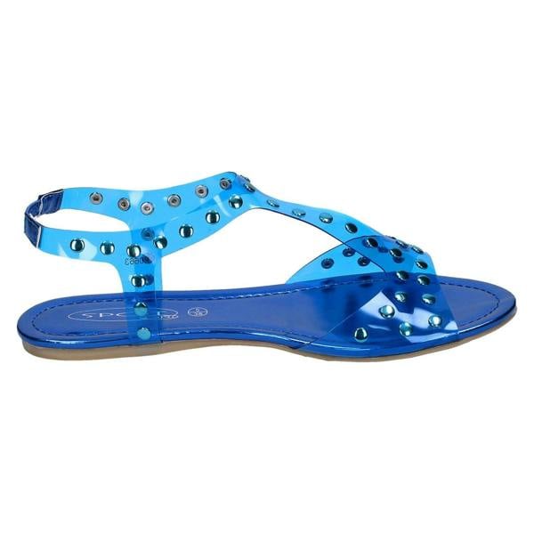 Spot On Ladies Spot On Flat Studded Jelly Sandal