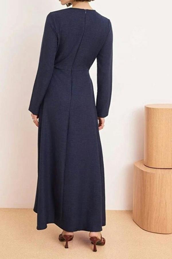 WOVCOR Unlined Plain Woven Linen-Look Dress