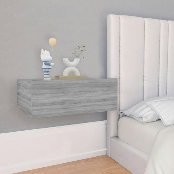 Berkfield Floating Nightstands 2pcs Grey Sonoma 40x30x15cm Engineered Wood