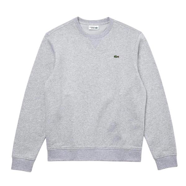 Lacoste Mens Embroidered Logo Fleece Crew Neck Sweatshirt - Light Grey - 