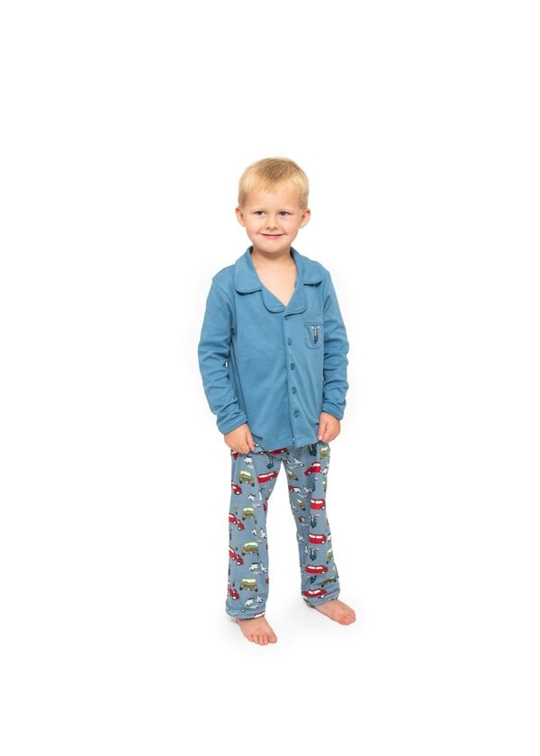 Luca and Rosa Boys button up pyjamas - car print